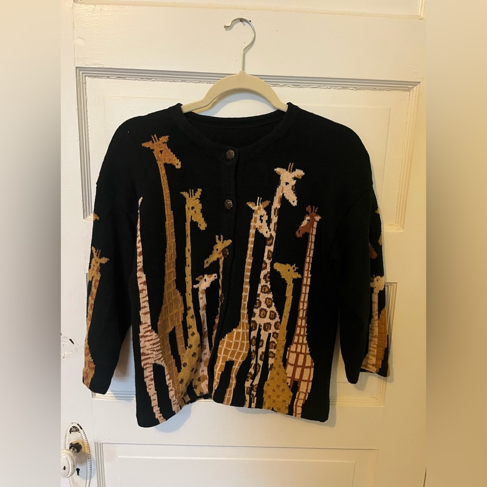 Giraffe Print Black and Brown Sweater